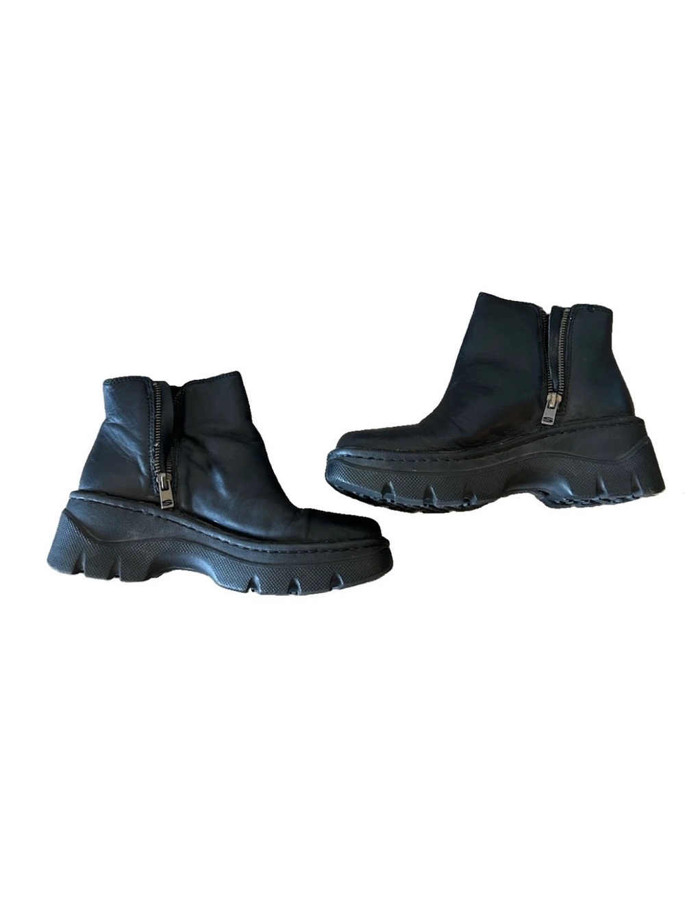 Vintage Y2K Skechers SN1208 Boots 6.5 Black Leather Chunky Platform Grunge